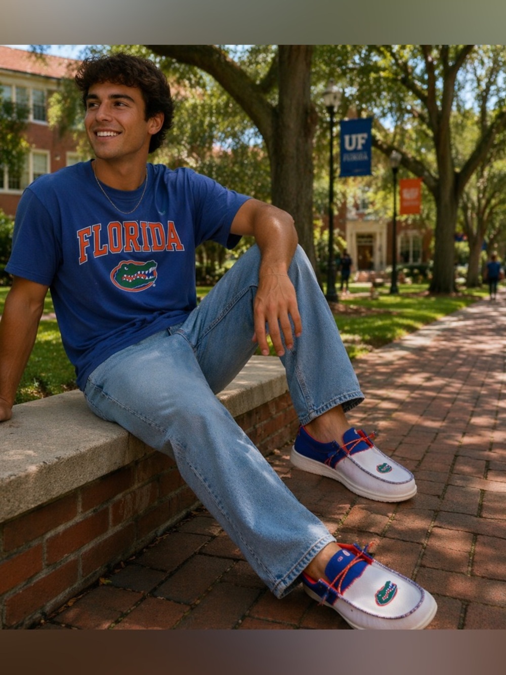 Hey Dude White Navy Orange Florida Gators Logo Sneakers